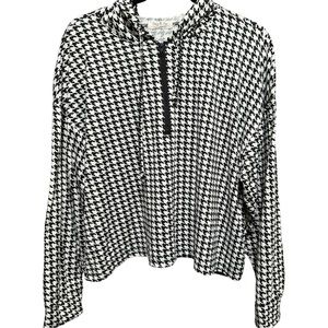 JOLIE & JOY Houndstooth Pattern Sweater Women's Size XL Black White Half Zip